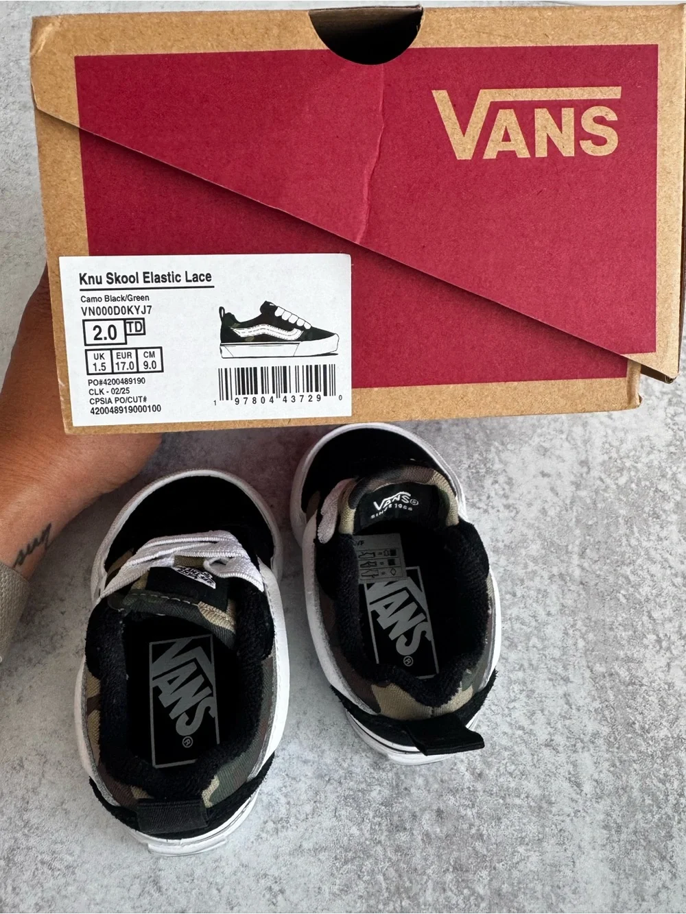 Vans Baby (Size 2) Old Skool Sneakers in Black and Olive Camo